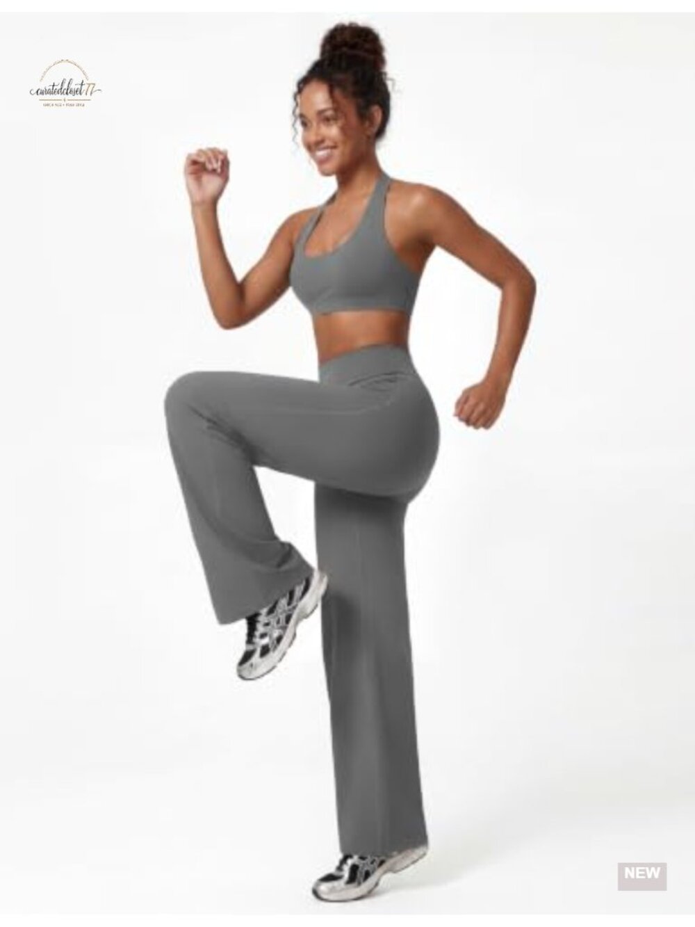 Seamless High Waisted Straight Leg Yoga Pants Stretch Athletic - Picture 4 of 5